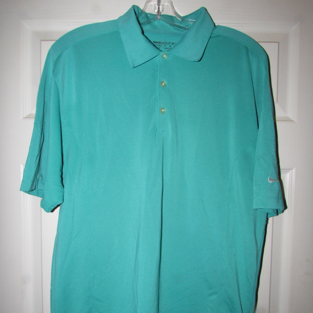 NIKE GOLF FIT DRY Medium Polo Shirt Teal Green EUC